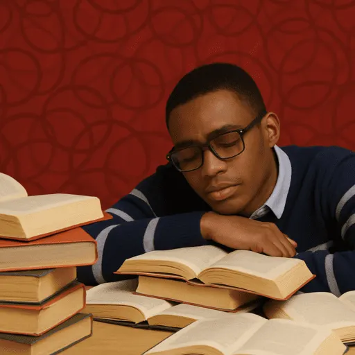 Before: Student bored of rereading boring textbooks